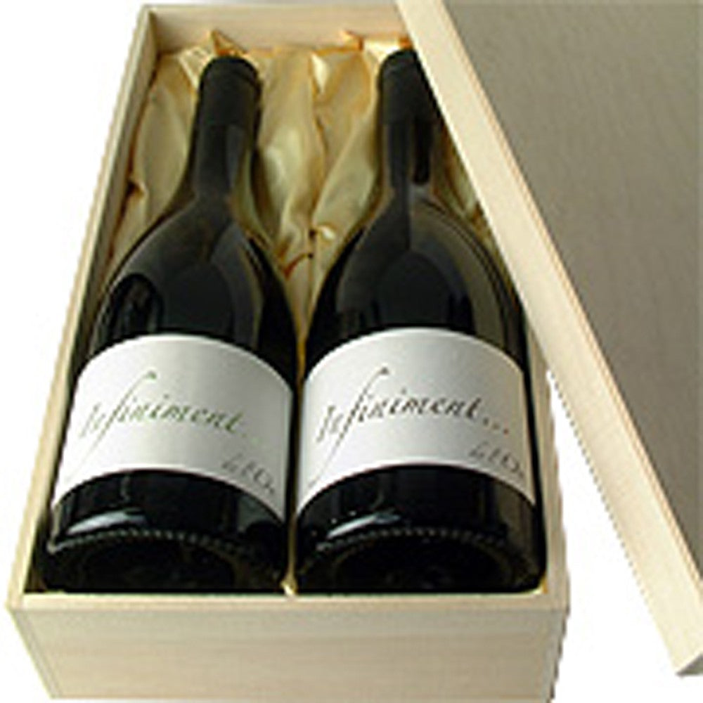 Cloth-covered wooden box for 2 bottles (750ml) (additional charge for wine)